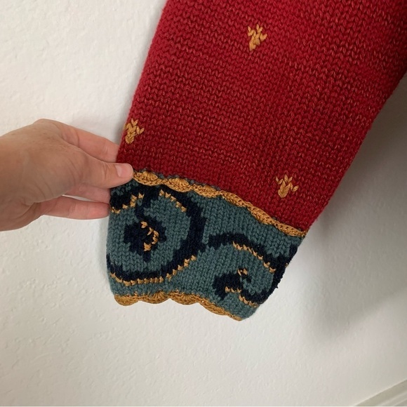 Carole Little Knitwear Button Up Cardigan Sweater Women’s L Colorful Art Fleur - Picture 5 of 16